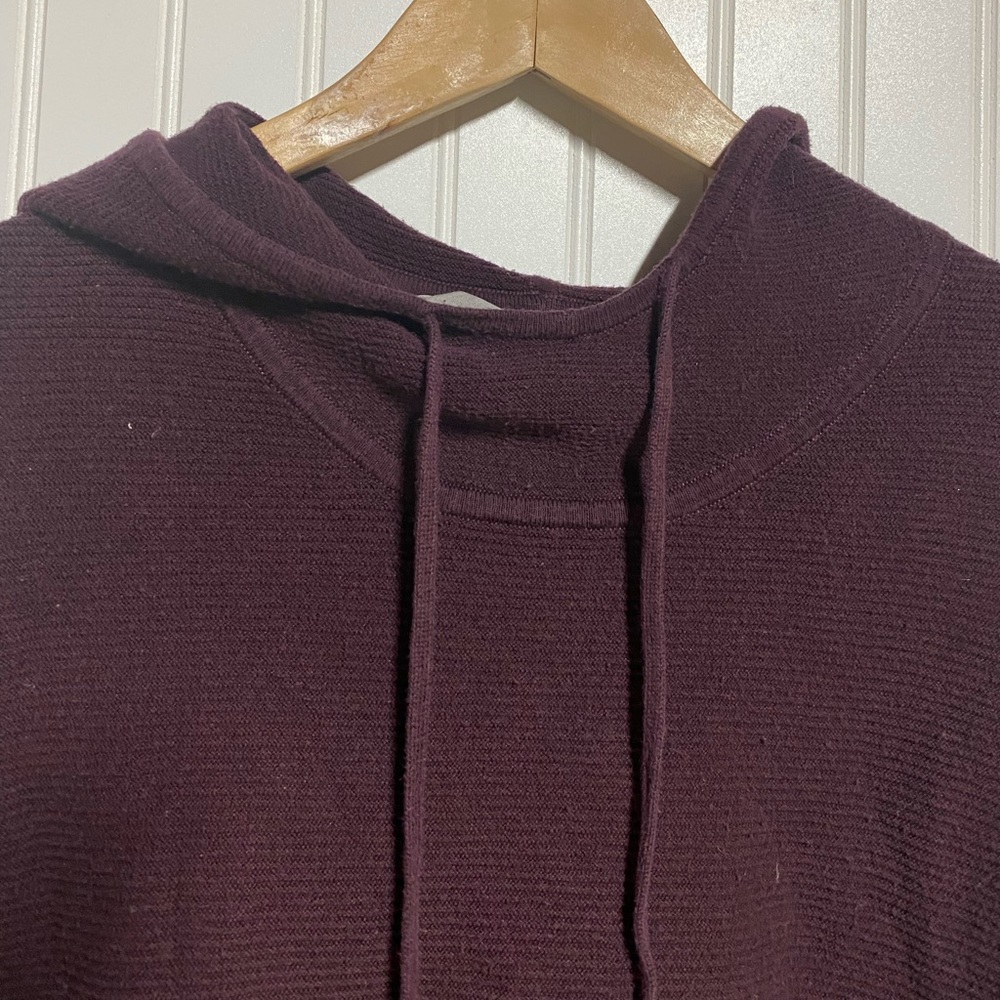 Athleta Silk Daybreak Hooded CYA Sweater Sweatshirt M Burgundy - Picture 8 of 8